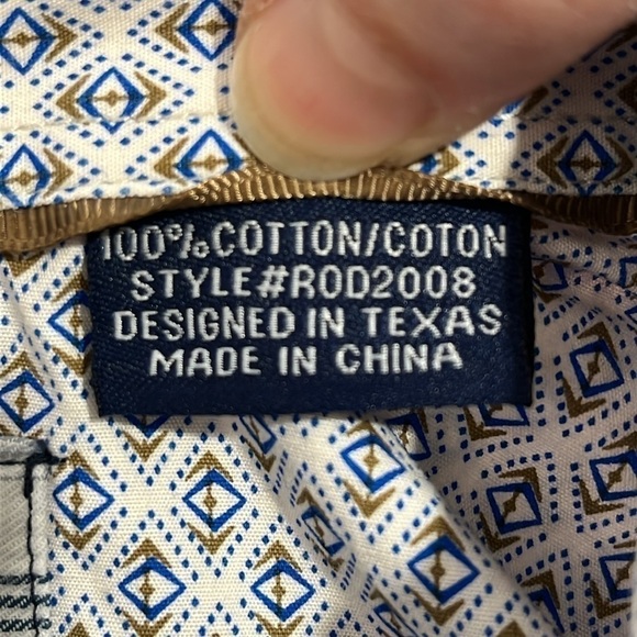 Panhandle Rough Stock Mens Button Down Blue Diamond Contrasting Cuff Plaid Large - Picture 13 of 16